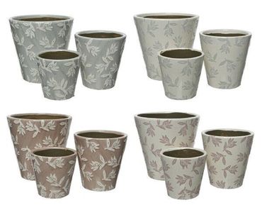 Blumentopf Terrakotta grün pink weiß 3er Set - Auswahl Zufallsprinzip
