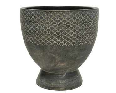 Vase Bodenvase Blumentopf  Übertopf Terrakotta Braun Gold Höhe 24 cm