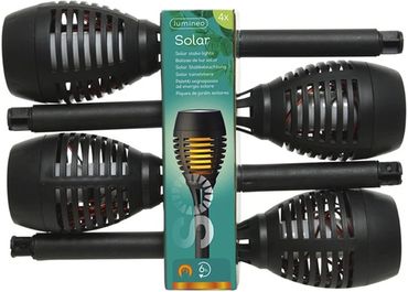Solar Fackel plastik Flacker-Effekt Ø7.5cm H.27cm schwarz 4 Stück