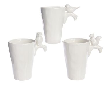 Tasse Becher Schokobecher  3-sort. Porzellan ,  Stückpreis