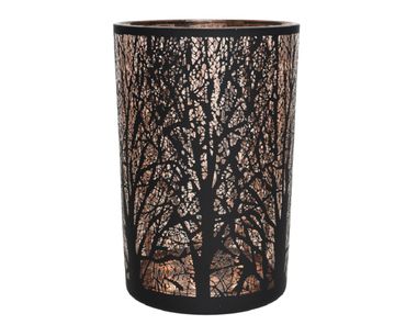 Windlicht Kerzenhalter Baum Glas matt Ø12cm H.18cm schwarz 