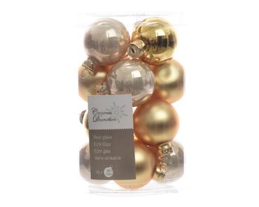 Christbaumkugeln Weihnachtskugeln Glas Ø 3,5 cm 16 Stück perle gold 