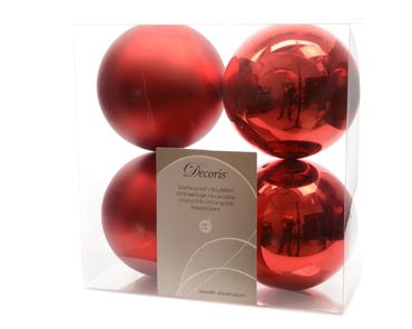 Christbaumkugeln Weihnachtskugeln bruchfest Ø 10 cm 4 Stück weihnachtsrot glanz / matt