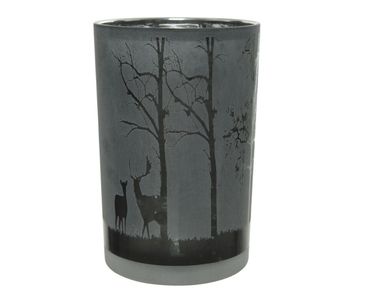 Kerzenhalter Teelichthalter Kerzenständer Hirsch schwarz Ø 10x12 cm