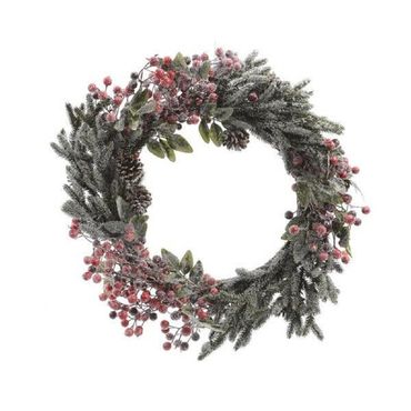 Künstlicher Kranz Weihnachtskranz Girlande Zapfen Beeren Ø60x10cm