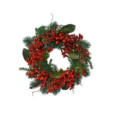 Künstlicher Kranz Weihnachtskranz Haustürkranz Zapfen Beeren Ø40x10cm