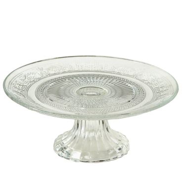 Tortenplatte Servierplatte Etagere Relief D18cm Glas klar