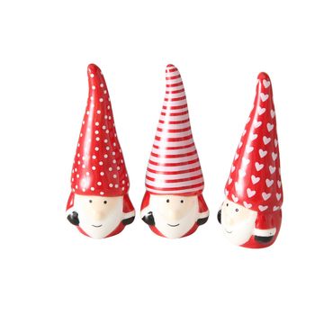 Dekofigur Olaf Weihnachtsmann Keramik rot /weiß H.9 cm 3er Set