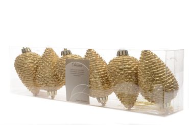 Christbaumschmuck Zapfen bruchfest Ø 4,5 cm H 8 cm 6 Stück gold