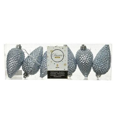 Christbaumschmuck Zapfen bruchfest Ø 4,5 cm H 8 cm 6 Stück grau