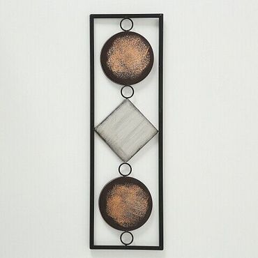 Wandobjekt Bild Wand-Deko Eisen braun grau Raute Kreis pulverbeschichtet H 65 cm