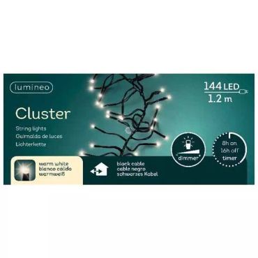 LED Clusterbeleuchtung Outdoor L.120cm 144L schwarz/warmes weiss