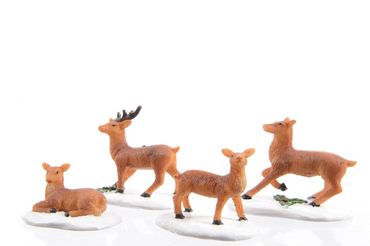 Hirsch Reh Tiere Waldtiere Figuren Tischdeko Poly 4 tlg