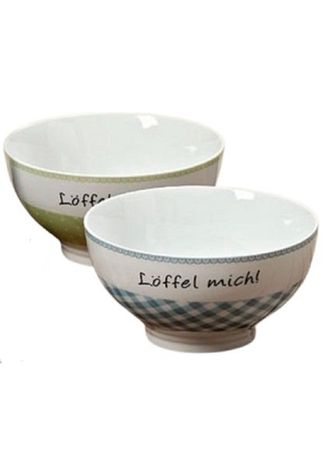 Schale 'Löffel mich' Porzellan Ø.14 cm Frühstück 2er Set