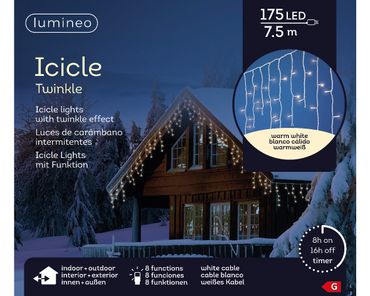 LED Icicle Lights Twinkle Effekt L.750cm H.50cm 175L
weiss/warmes weiss
