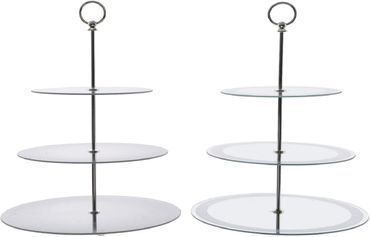Etagere drei Etagen Glasetagere  mit / ohne Bordeure