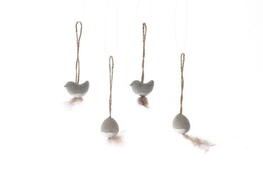 Beton Osterhänger 2er-Set Vogel oder Ei