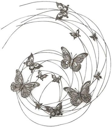 Wandobjekt Schmetterling Deko Behang geschwungen silber  H 98 cm
