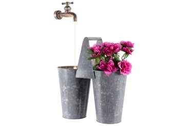 LED Zink Brunnen Topf B/L/H 30x15x57 grau