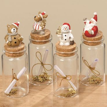 Dekoaufsteller Flasche Glas transparent H.11 cm Stückpreis