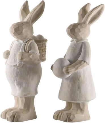 Osterhase Frau / Mann Poly Mangnesium 1 Stück beige