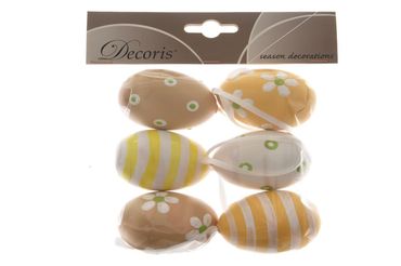 Osterei Ostern Osterschmuck Schaumstoff 6 cm 3- farbig 6-teilig
