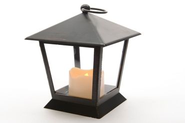 LED Laterne schwarz antik 12x12x17cm