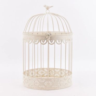 Deko-Vogelkäfig Frederique Blumenranke  H ca.39 cm. Eisen weiß Stückpreis
