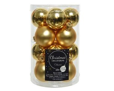Christbaumkugeln Weihnachtskugeln Glas Ø 3,5 cm 16 Stück gold glanz/matt mix