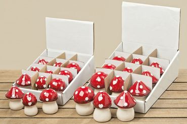Pilz Fliegenpilz Dolomit  Dekopilz rot weiß 3er Set 8 x 6,5 cm