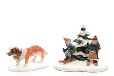 Figuren Dekofiguren Kinder Bernhardiner 2 tlg Tischdeko