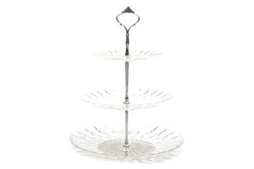 Etagere Glas Gebäckschale Kuchenplatte 3-stufig H 37 cm