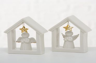 Dekoaufsteller Engel Porzellan Höhe 16 cm  2-er Set