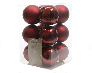 Christbaumkugeln Weihnachtskugeln bruchfest Ø 6 cm 12 Stück ochsenblut matt / glanz