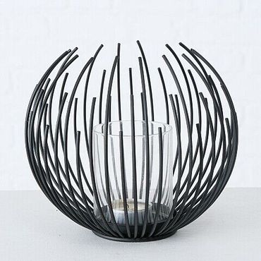 Windlicht Kerzenhalter Cylon mit Glaszylinder Eisen schwarz H 16 cm