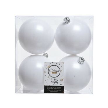 Christbaumkugeln Weihnachtskugeln bruchfest Ø 10 cm 4 Stück weiß matt