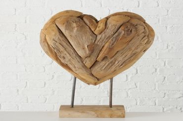 Herz Holz Dekoaufsteller Treakholz Dekoration Hochzeit Liebe  H 62 cm