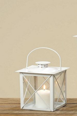 Laterne Farol Eisen weiß H 20 cm