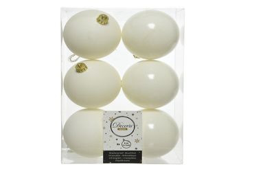 Christbaumkugeln Weihnachtskugeln bruchfest Ø 8 cm 6 Stück weiß glanz / matt