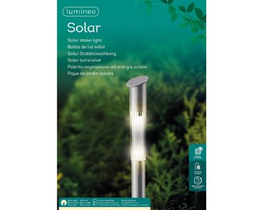 Solar Stabbeleuchtung Edelstahl Dauerbetrieb Ø5cm H.57cm warm white