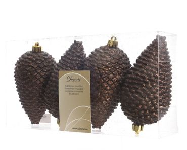 Christbaumschmuck Zapfen bruchfest Ø 7 cm H 12 cm 4 Stück braun