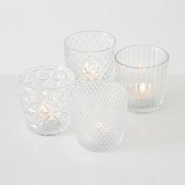 Windlicht Teelichthalter Marilu Glas lackiert klar Höhe 7,5 cm Ø 7,5 cm 4-teilig