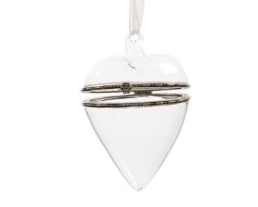 Glaskugel herzförmig zum öffnen Glasgeschenk Herz/Glashaken ca.7x10cm. klar