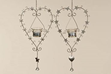 Teelichthänger,Windlicht,Teelicht, Metall, Herz oder Stern, Stückpreis