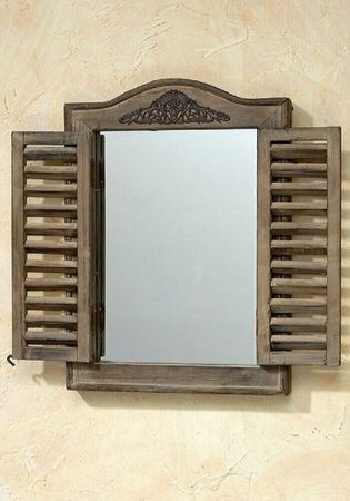 Spiegel Fensterladen Holz B 45cm  L 31cm natur