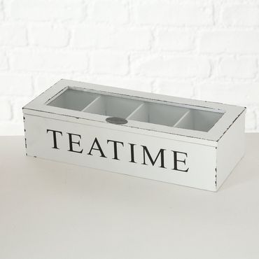 Teebox Teeaufbewahrung MDF Landhausstil Shabby Look L27 cm weiß