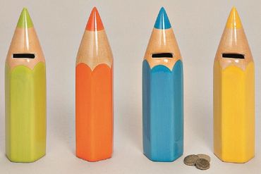 Spardose Sparbüchse Bleistift Keramik Einschulung Sparschwein Stückpreis