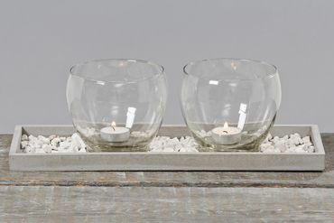 Windlicht Set 4tg Windlichtset Holztablett Tablett  Kerzen Glas