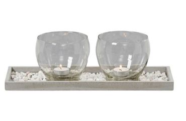 Windlicht Set 4tg Windlichtset Holztablett Tablett Kerzen Glas