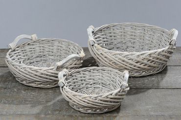 Weidenkörbe grau 3er Set  30-41cm